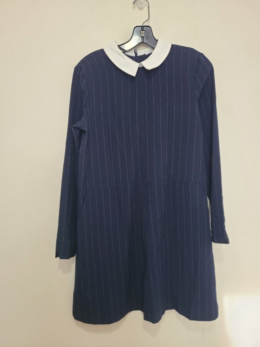 Ganni Clark Dress Navy Blue Striped White Collar size 34